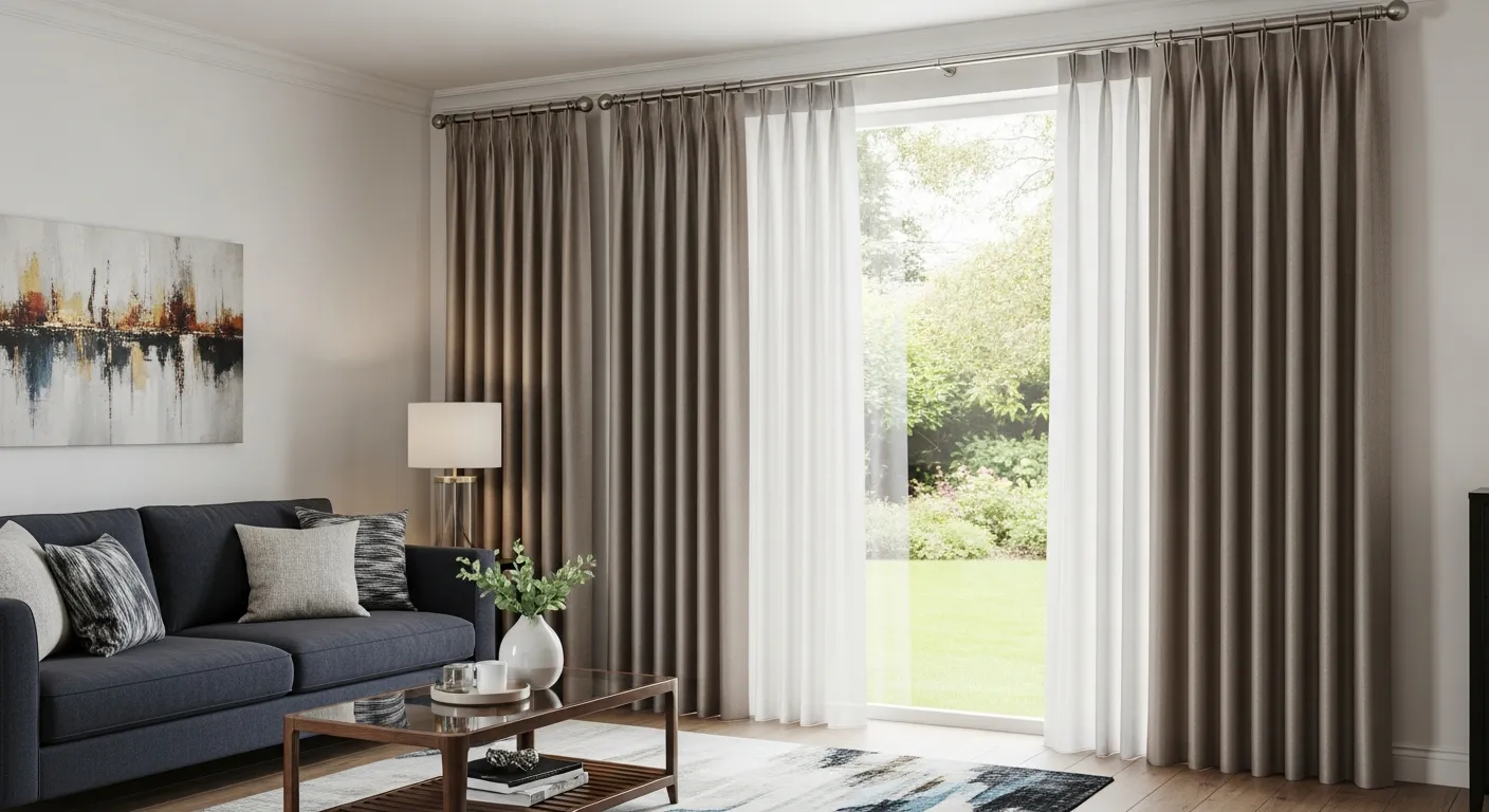 Beautiful custom curtains installation in modern living room