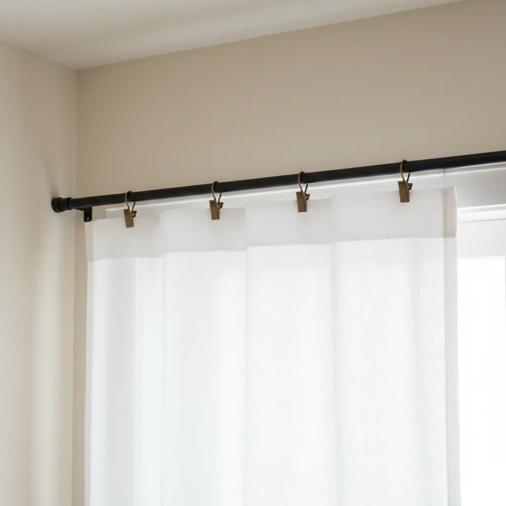 Slim curtain rod installation perfect for narrow spaces