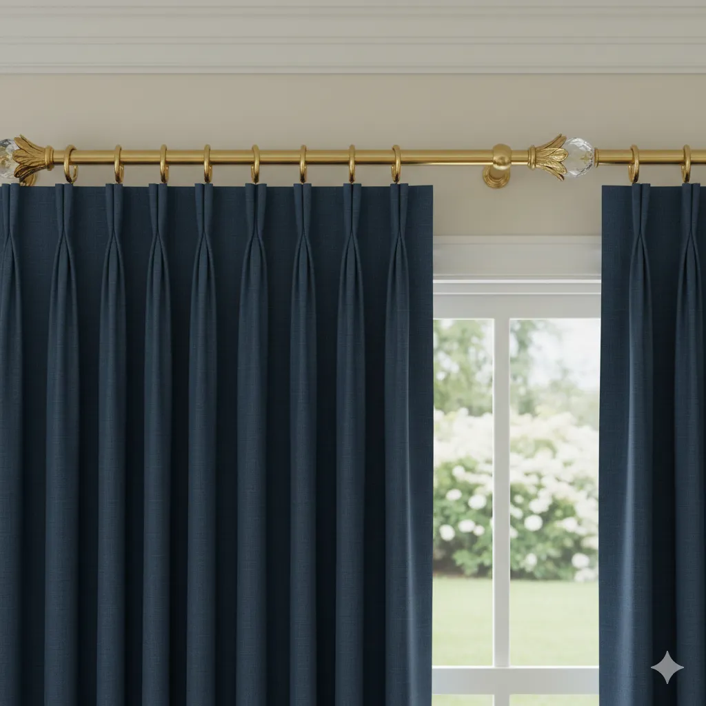 Elegant brass curtain rod with decorative finials